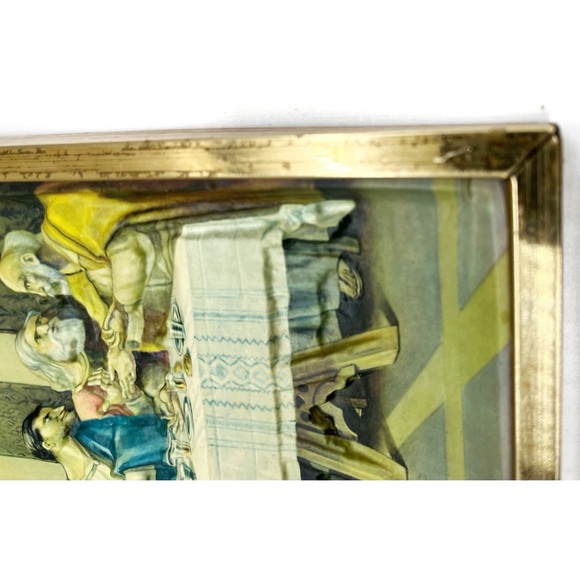 Vintage Religious Kitsch 3D The Last Supper Gold Framed 15x8 Intercraft Da Vinci - Picture 2 of 7